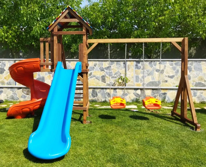 Kaydıraklı Ahşap Çpcuk Oyun Parkı Eğlenceyi Baçhenize Taşıyın